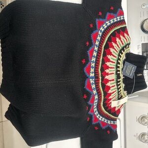 Polo Ralph Lauren Black Sweater with Vibrant Pattern